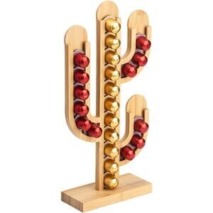 Coffee Capsule Storage Holder Wood Cactus Shaped